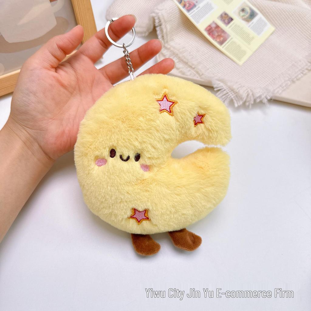 Large Star Moon Plush Pendant Doll Keychain with Squeaky Toy