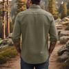 Men's casual stylish short-sleeved button-down shirt - Men's breathable cotton-like linen retro work shirt