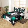Grid Square Three-Piece Quilt Cover 3D Digital Printing Bedding Set Bed Cover