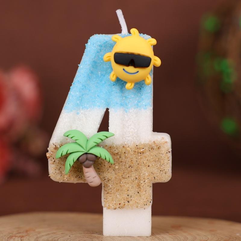 Ocean Beach Number Birthday Candle Cake Party Decoration Birthday 1st Birthday Handmade Candle 0-9