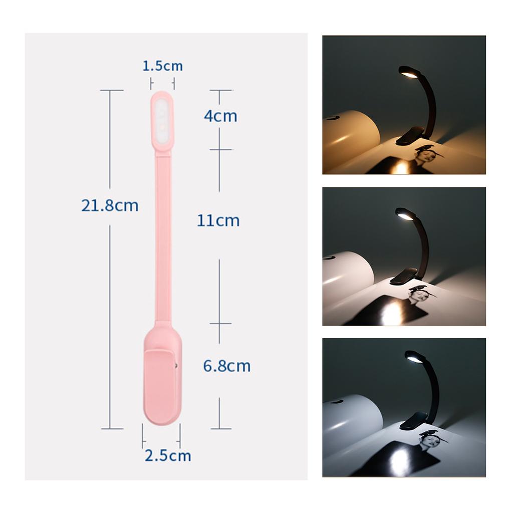 Usb Rechargeable Mini Led Book Light Stepless Brightness Clip-on Night Lights 3-color Temperatures 360-degrees Angle Table Lamps