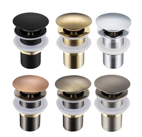 Popular Promotional Brushed Gold Pop up Sink Drain with Overflow, Bathroom Faucet Vessel Sink Drain Stopper (as the picture,Stainless Steel)