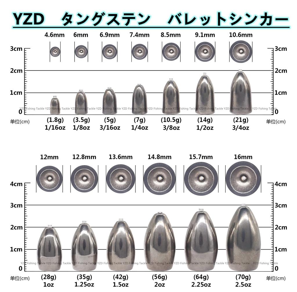 YZD Tungsten Bullet Sinker TG 5g 3/16oz (30 Pieces)