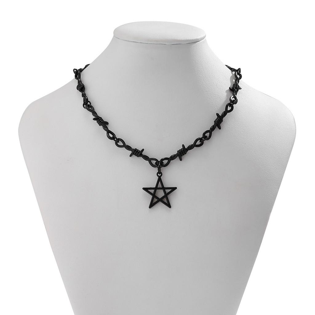 Star Shape Pendant Necklace For Women With Alloy Geometric Design And Cross Chain
