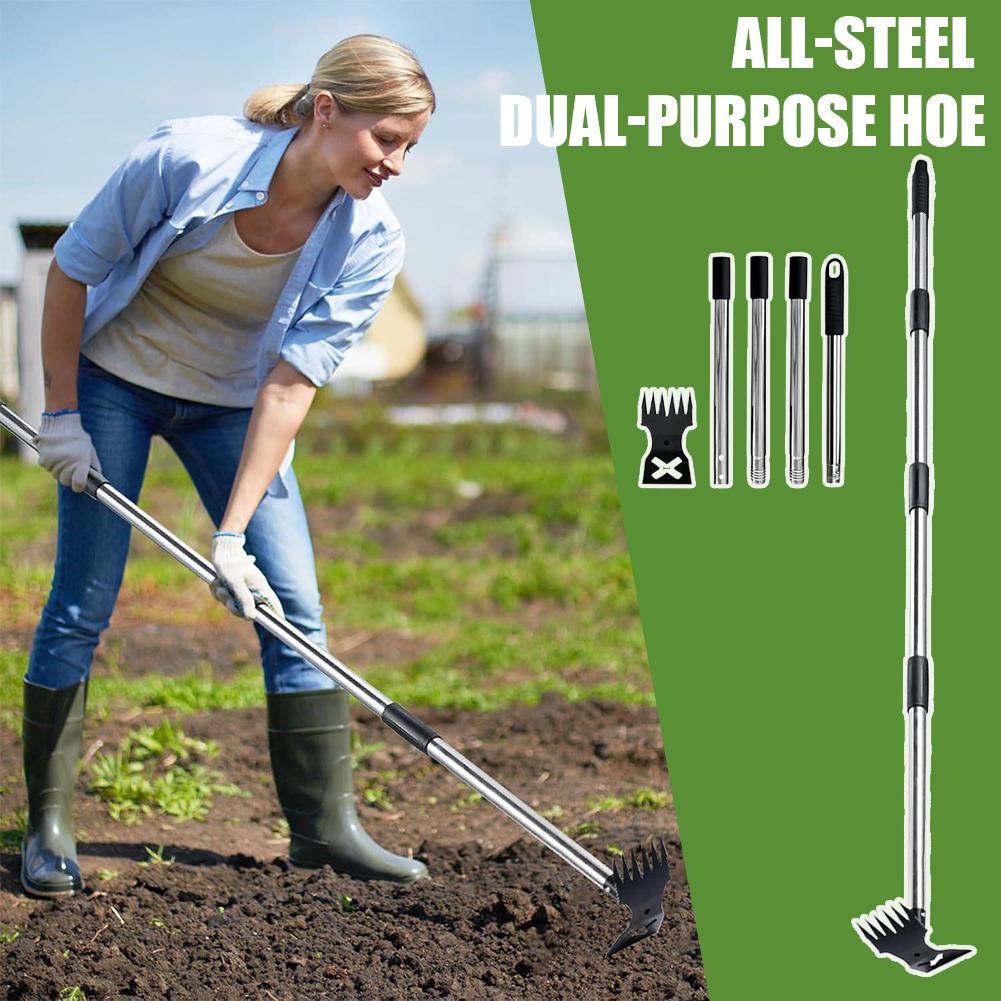 New All-steel Dual-purpose Hoe Garden Weeding Hook Roller Weeding Tool Gardening Quick Weeding Soil Loosening Tool