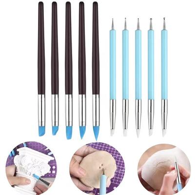 5Pcs Silicone Clay Sculpting Tool For Brush Modeling Dotting Nail Art Pottery Clay Tool DIY Carving Sculpting Tools Soft Head
