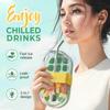 Ice Cube Molds & Trays, 2026 New 2-in-1 Ice Cube Bottle with Straw, Easy Press Ice Tray Water Bottle, Leak Proof Lid, Vertical Ice Maker