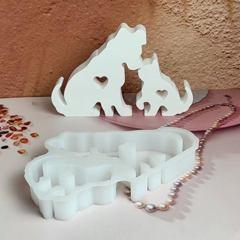 Durability Elastics Dog Cats Statue Silicone Mold for Cement Plasters Candle Soap Making Craft Tool Resin Casting Mould