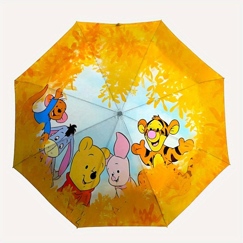Winnie the Pooh, Tigger Automatic Opening and Closing Umbrella - 8 Ribs Portable Folding Umbrella with Plastic Handle, Suitable for Leisure