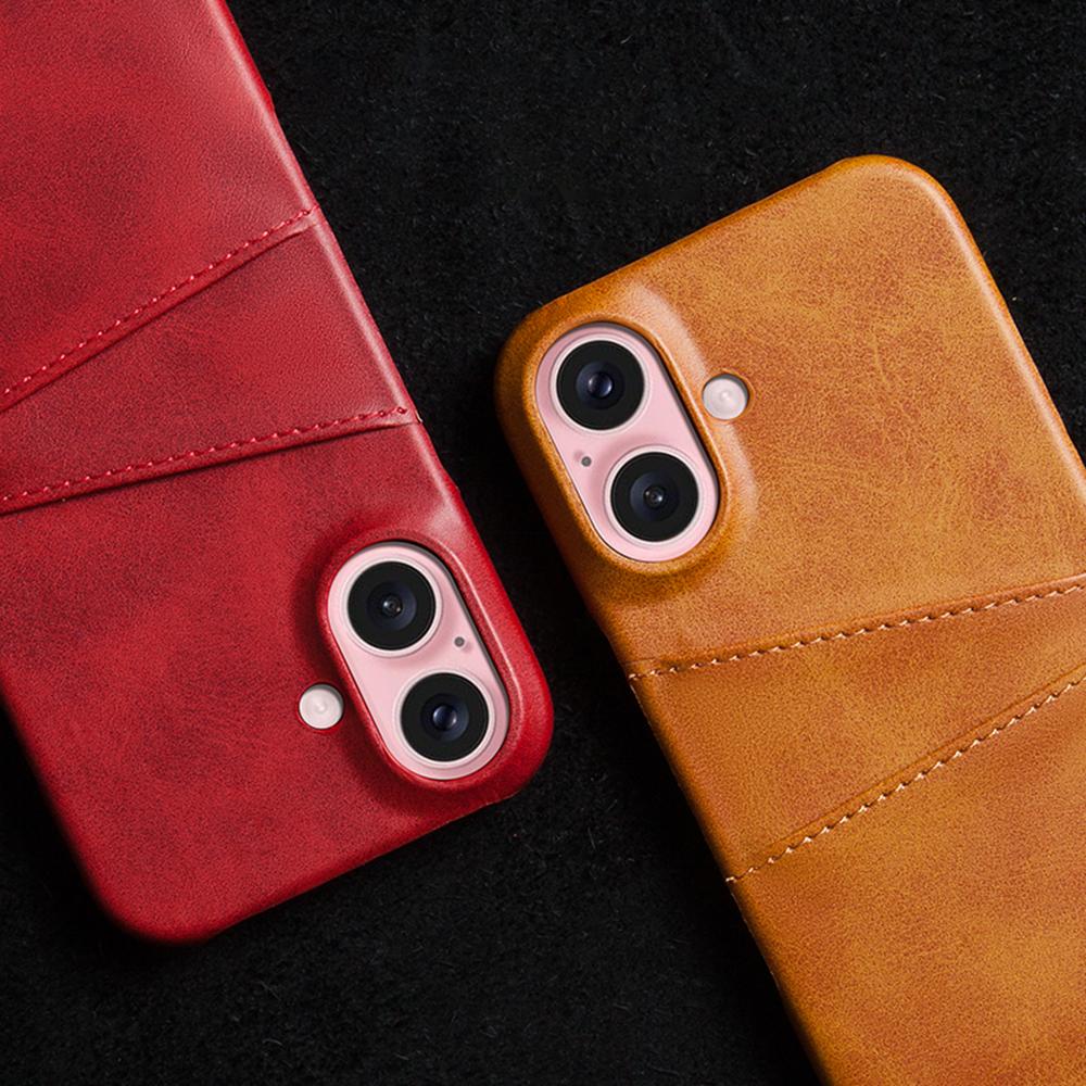 For iPhone 16 Plus Case Dual Card Slots PU Leather+Hard PC Phone Cover