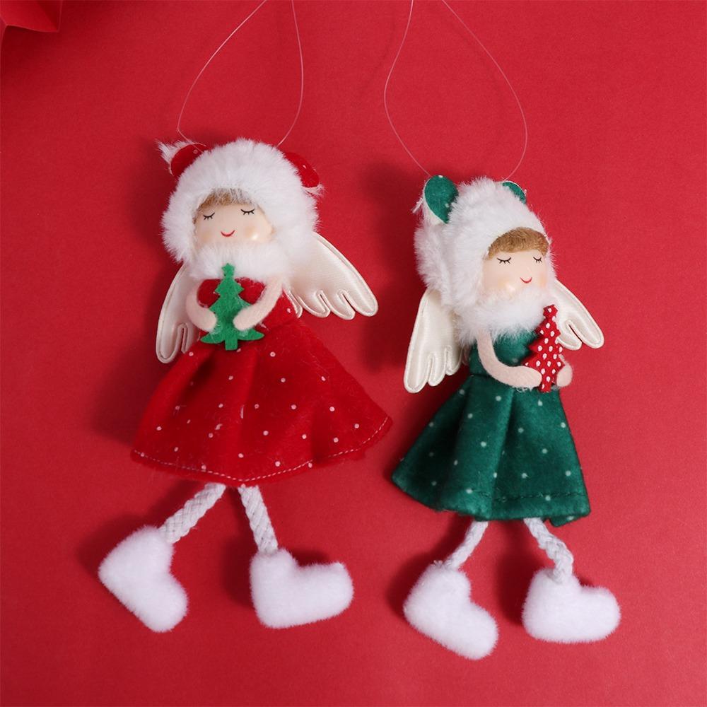 Plush Red Green Christmas Elf Doll Cute Xmas Tree Hanging Angel Pendants New Year