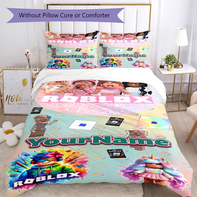 Roblox 63 Customize Your Name Bedding Set Breathable Duvet Cover with Pillowcases Home Decoration Birthday Gift