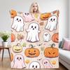 Ghost Pumpkins Four Season Flannel Blanket, Soft Plush Skin Friendly Sofa Blanket, A Great Gift Item