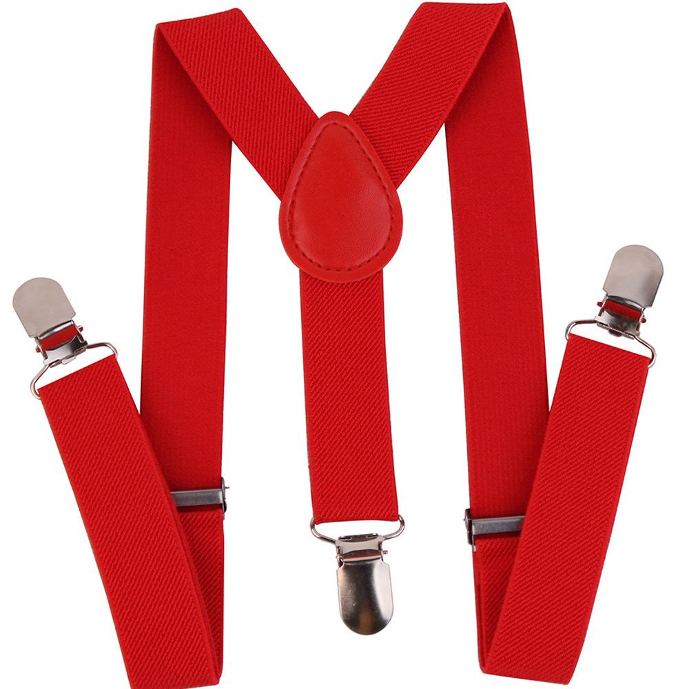 Adult 3-Clip Glossy Clip Solid Color Sling For Men And Women Universal Three-Clip Strap Elastic Elastic Back