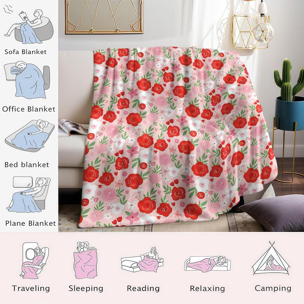 Rose Blush Mosaic Flannel Blanket Warm Soft Halloween Christmas Couch Warm Cozy Decorative Decor Gift for All Season