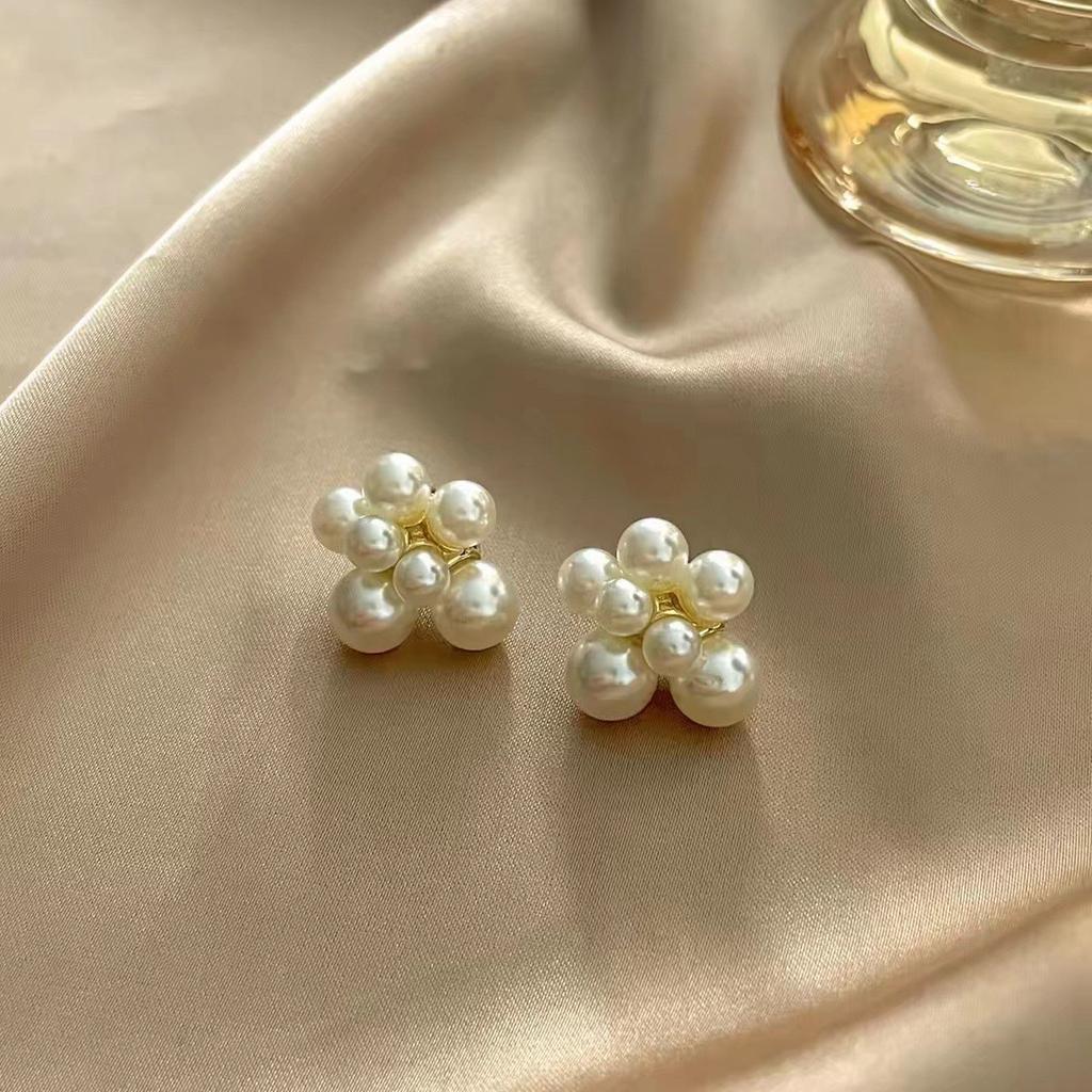 Imitation Pearl Flower Balloon Shaped Stud Earring for Women Korean Simple Geometry Jewelry Brincos Girl Gift