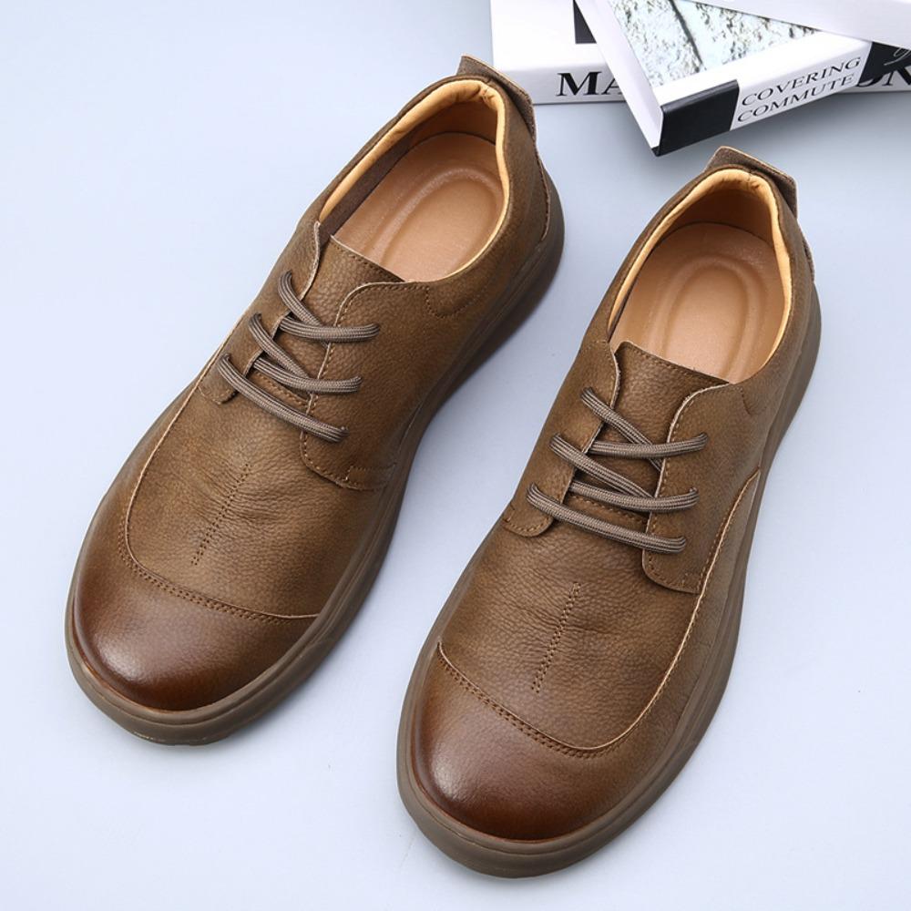 Casual Business Shoes Man Spring New British Style Retro Tooling Shoes Leather Comfortable Breathable Casual Leather Shoes Men