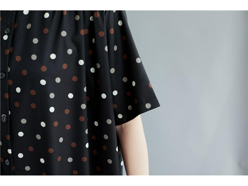 2020 Summer Korean Polka Dot Plus Size Long Shirt Dress
