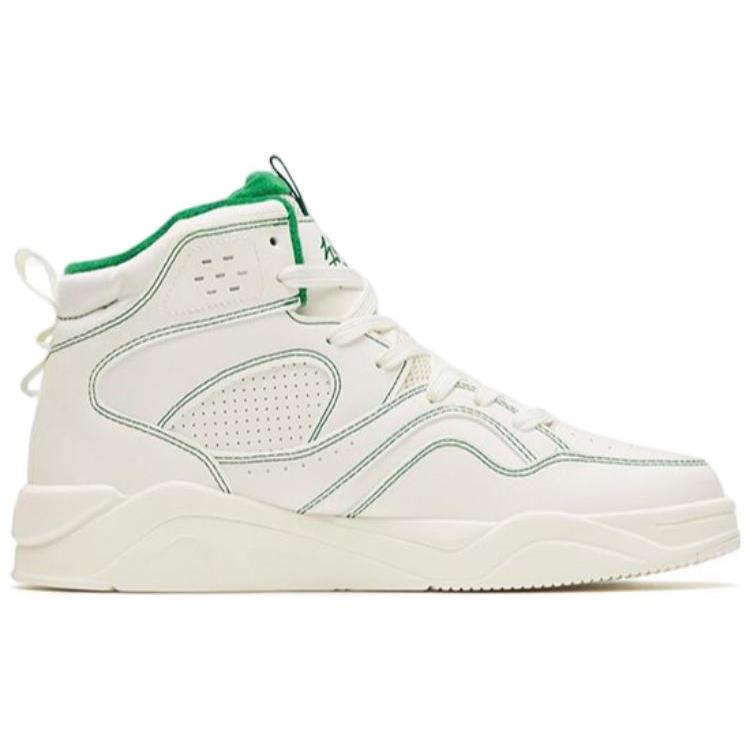 New Anta Flame 3.0 Warm Slip Resistant Cushioning High Top Skateboard Shoes Men's White Green 112248982-1