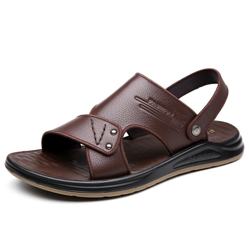 FashionClassic Brand Men's Leather Casual Shoes Hollowed Out Summer Sandals Soft Sole Comfortable Men's Flat Shoes Free Delivery