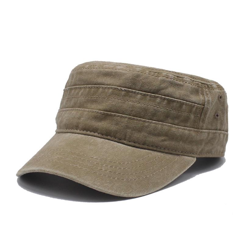 Flat top hat spot solid color washed cotton cap men and women four seasons hat sun hat casual hat