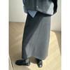 With Sweater Coat Skirts Autumn and Winter New Gray Back Slit Suit Skirt