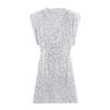 Y2K Winter Black Sequin Mini Dress with Shoulder Pads - Sleeveless Evening Wear