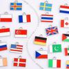 5pcs/Lot Different Countries Flags Enamel Charms For Jewelry Making Supplies Rectangle Silver Color Pendants Handmade Materials