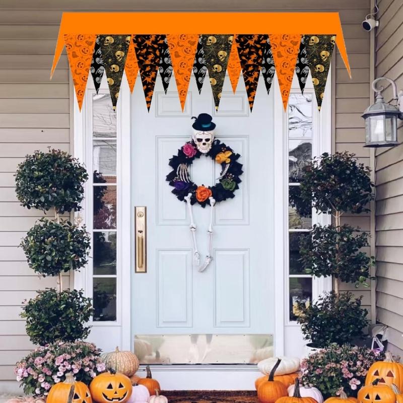 Halloween Decoration Fireplaces Hanging Banners Skull Spiderweb Fireplaces Scarf Cover Garland Festive Party Supplies