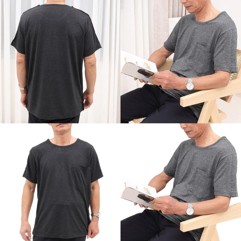 Post Surgeries Full Tear Away Shirt Full Tear Away Short Sleeve Chemo Port Access Shirt Unisex Dialysis Chemo Clothing