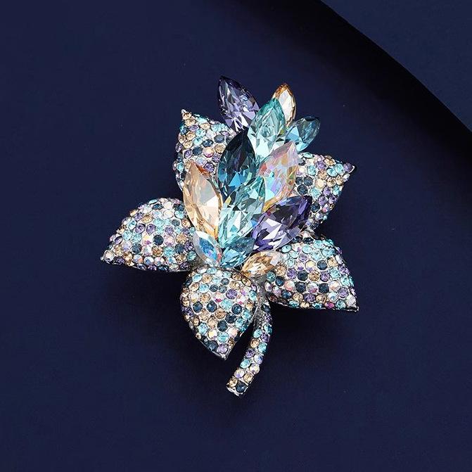 

Роскошная блестящая брошь-цветок, изысканное женское пальто, корсаж, нишевый дизайн, булавка для букета, аксессуары