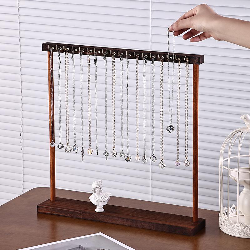 Walnut Jewelry Rack: Stylish Display Stand for Necklaces and Pendants