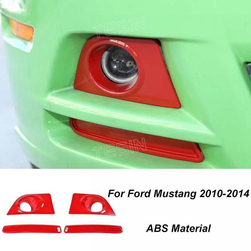 TESIN Car Red Interior Decoration Cover Stickers For Ford Mustang 2009 2010 2011 2012 2013 2014 Exterior Accessories Car
