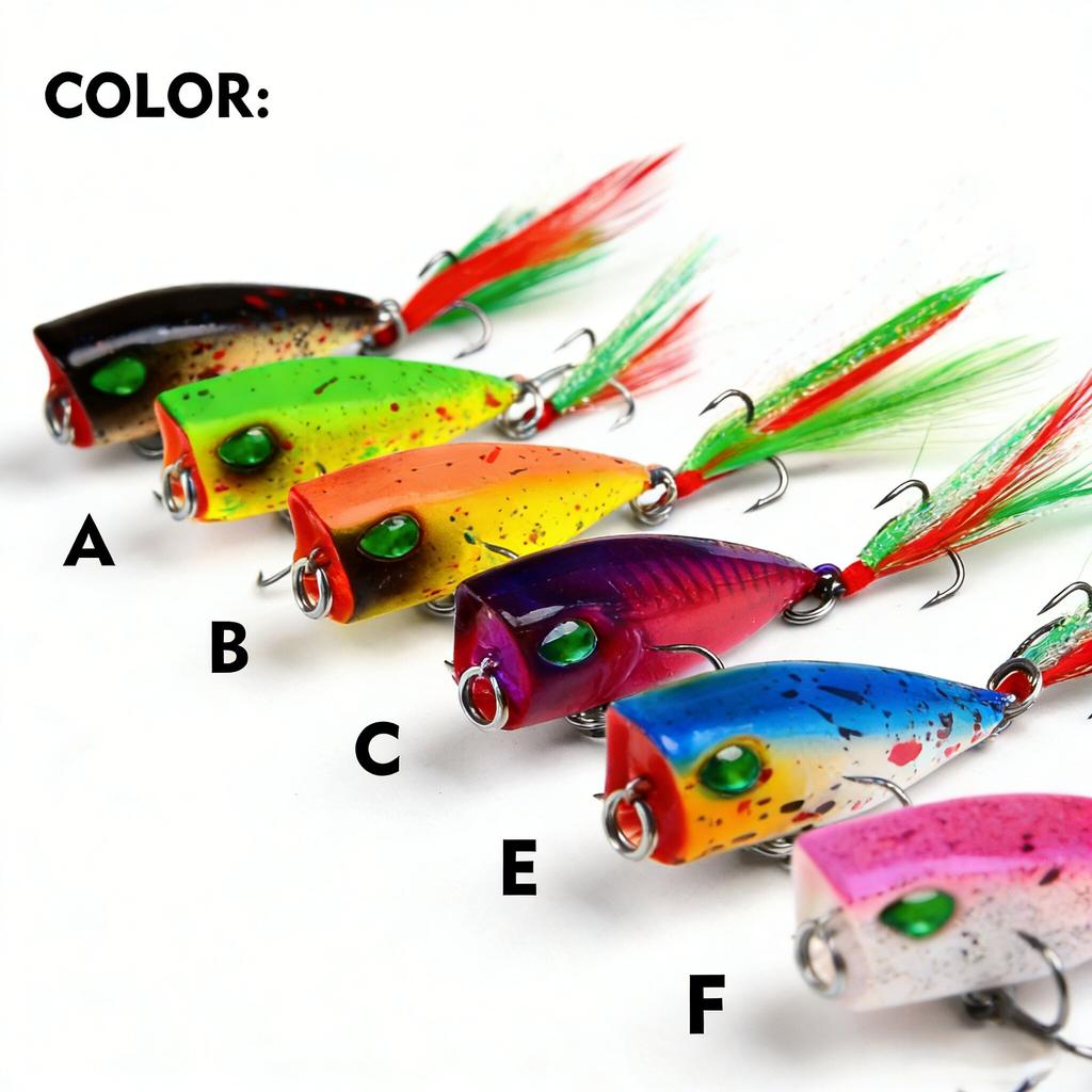 4gMini Wave Lure Bait3cm6Color Feather Fake Bait Freshwater and Saltwater Universal for Bass and Perch