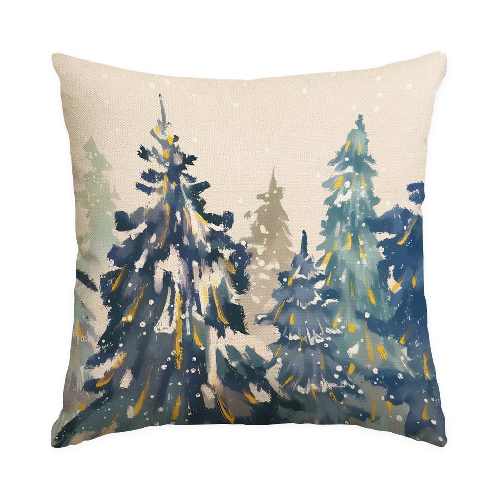 1/4pcs Christmas Black Christmas Tree Pattern Printed Pillow Cover, Decorative Home Sofa, Suitable for Living Room and Room