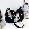 Large Capacity Corduroy Women's Shoulder and Crossbody Tote Bag with Pentagram Design