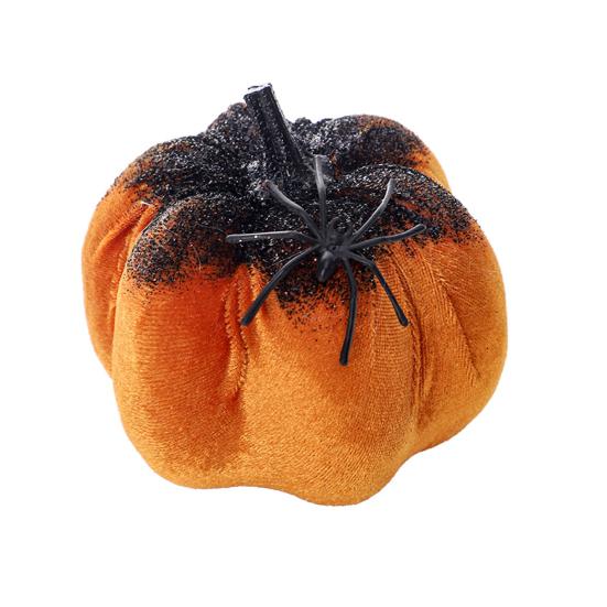 Soft Fabric Halloween Ornaments Pumpkin Spider Ornaments, Spooky Tabletop Decoration, Party Supplies Glittering for Home Retro Fall Decor Mysterious