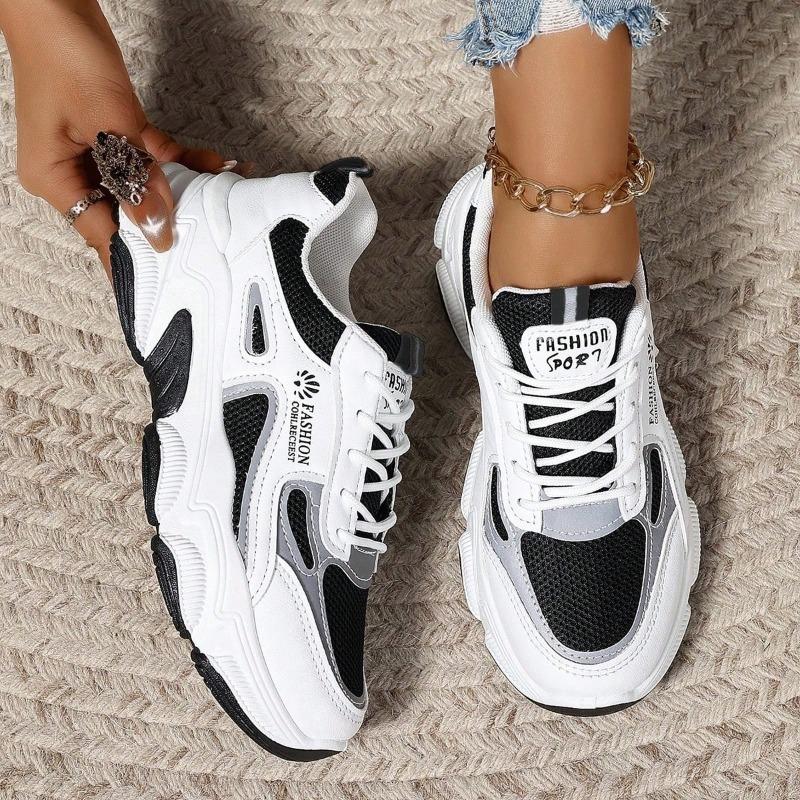 Fashion Ladies Shoes Lace-up Women's Vulcanize Shoes New Color Matching Casual Comfortable Non-Slip Breathable Sneakers