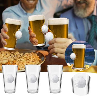 Beer Glass With Real Golf Ball Embedded Golf Pint Glass For Men Golf Gifts