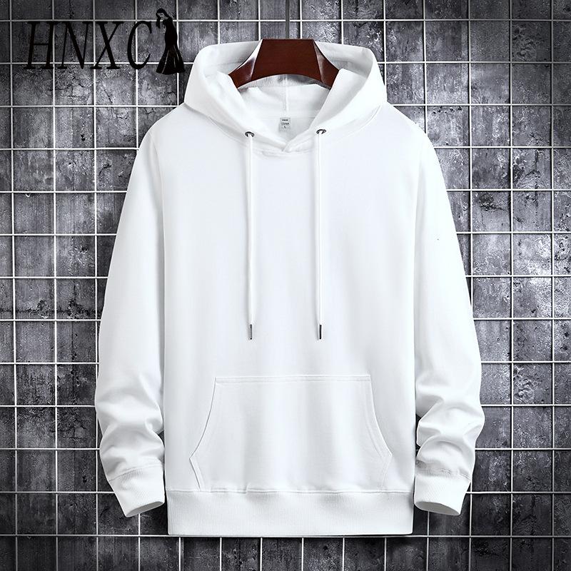 Мужская мода HNXC, повседневные однотонные толстовки с капюшоном и длинным рукавом с принтом S белый