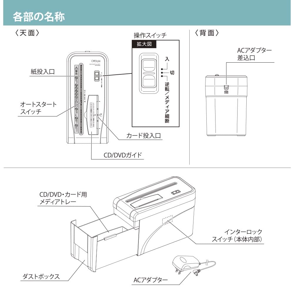 OHM Cross Multi Shredder, Home Use, Desktop, Electric, Compact, Shreds Up To 2 Sheets | OHM Electric SHR-SD05C 00-6177