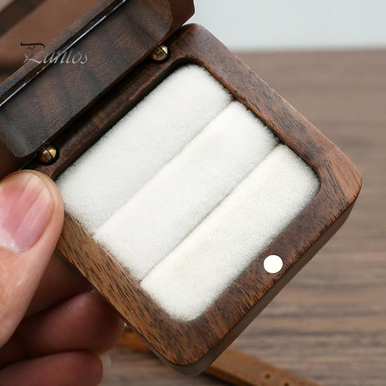Wooden Ring Gift Box Portable Wedding Engagement Proposal Ring Storage Case Multifunction Bracelet Necklace Stud Earring Jewelry Display Holder