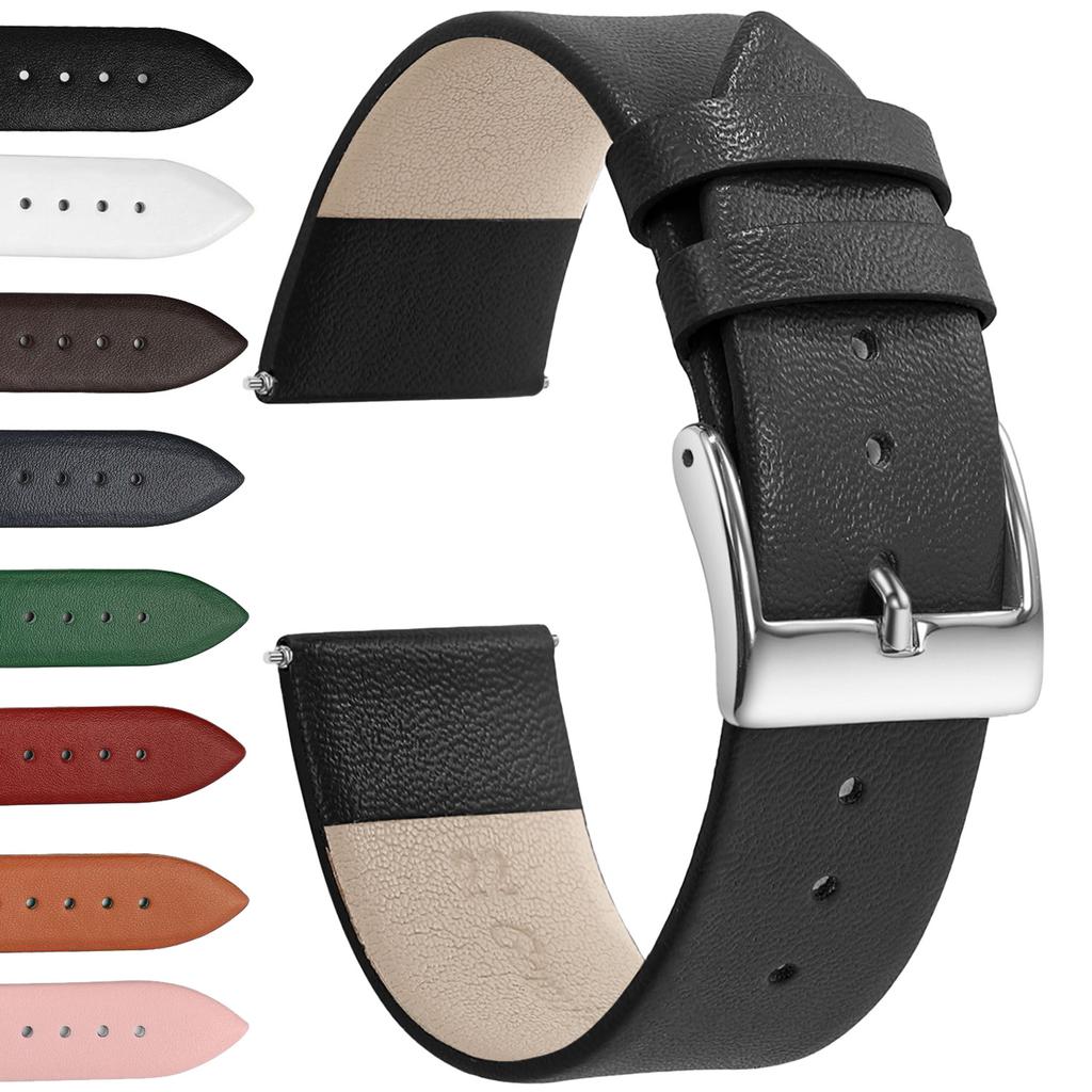 Originální kožený řemínek na hodinky 12/14/16/18/20/22 mm Minimalistický Plochý Tenký Elegantní Řemínek na hodinky Měkký Náramek na zápěstí