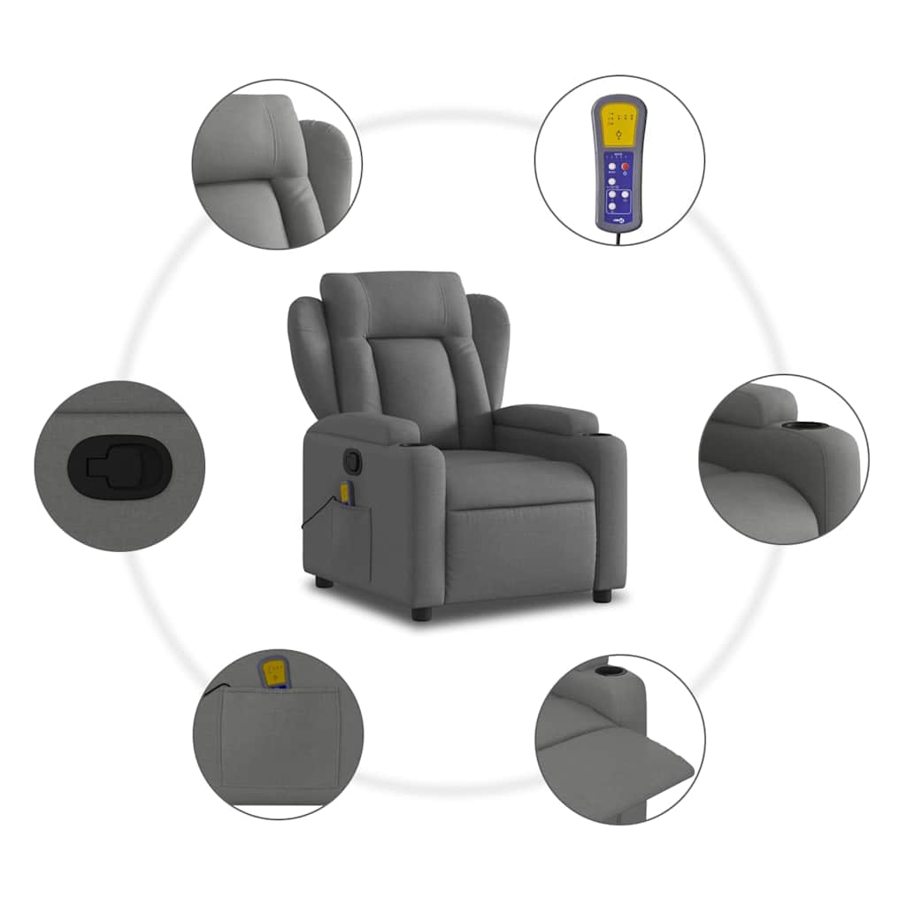 Massage Relax Chair Fabric Dark Grey