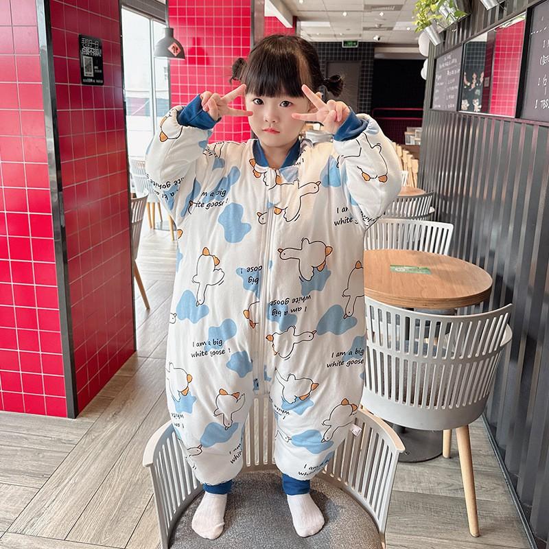 Thick Cotton Sleeping Bag Toddlers Winter Warm Footed Pajamas Unisex Kids Sleepwear With Cartoon Print