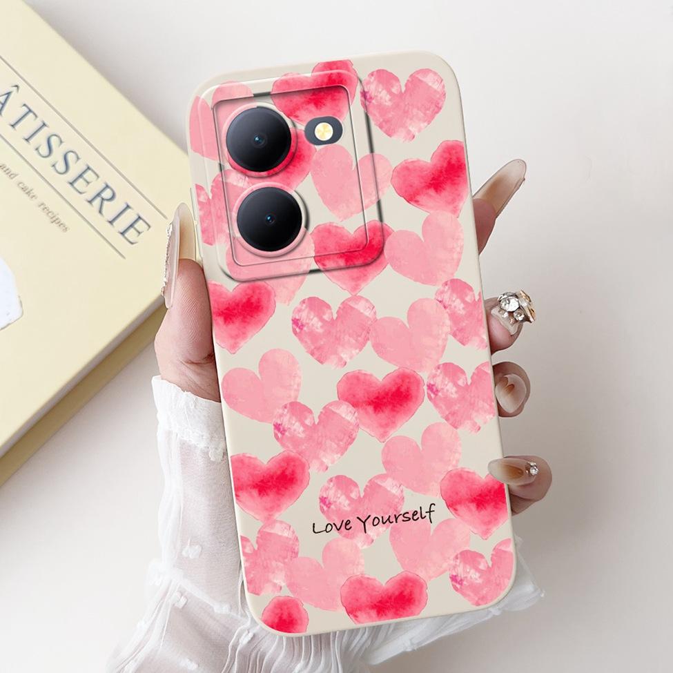 Für Vivo Y36 5G V2248 Hülle Für Vivo Y27 5G V2302 Abdeckung Silikon Luxus Mode Blumen Kawaii Süße Katze Lustige Handyhülle Stoßstange