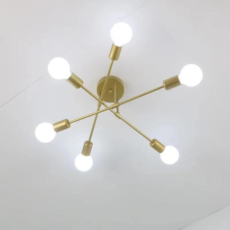 Vintage Ceiling Lamp Pendant Lamp Multiple E27 Lamp Base 6 Heads Black/White/Gold For Living Room Modern Simplicity LED Ceiling