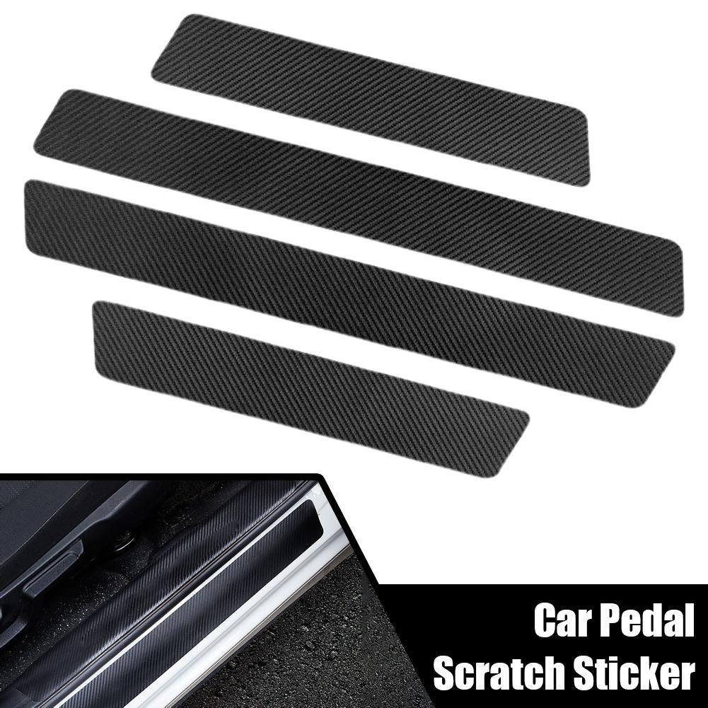 Universal Car Door Sill Sticker with Scraper Anti Scratch Carbon Fiber Self Adhesive Car Door Decal for Car B9Q1