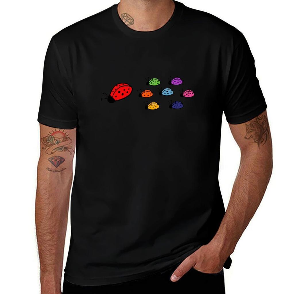 Rainbow Ladybirds Tshirt Casual Daily Wear Short Sleeve Top