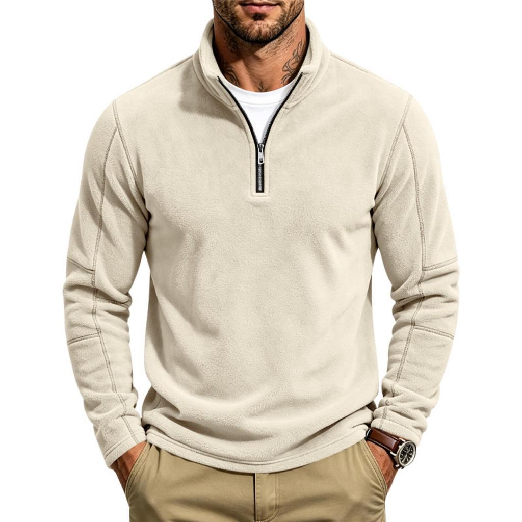 Men's Casual Zip Up Sweatshirt with Stand Collar, Loose Top